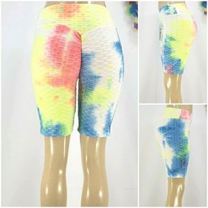 New XJ BOOST Rainbow Tie Dye Yoga Workout Bike Lounge Shorts